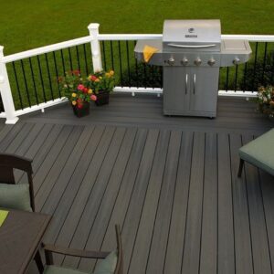 A patio with a smoker
